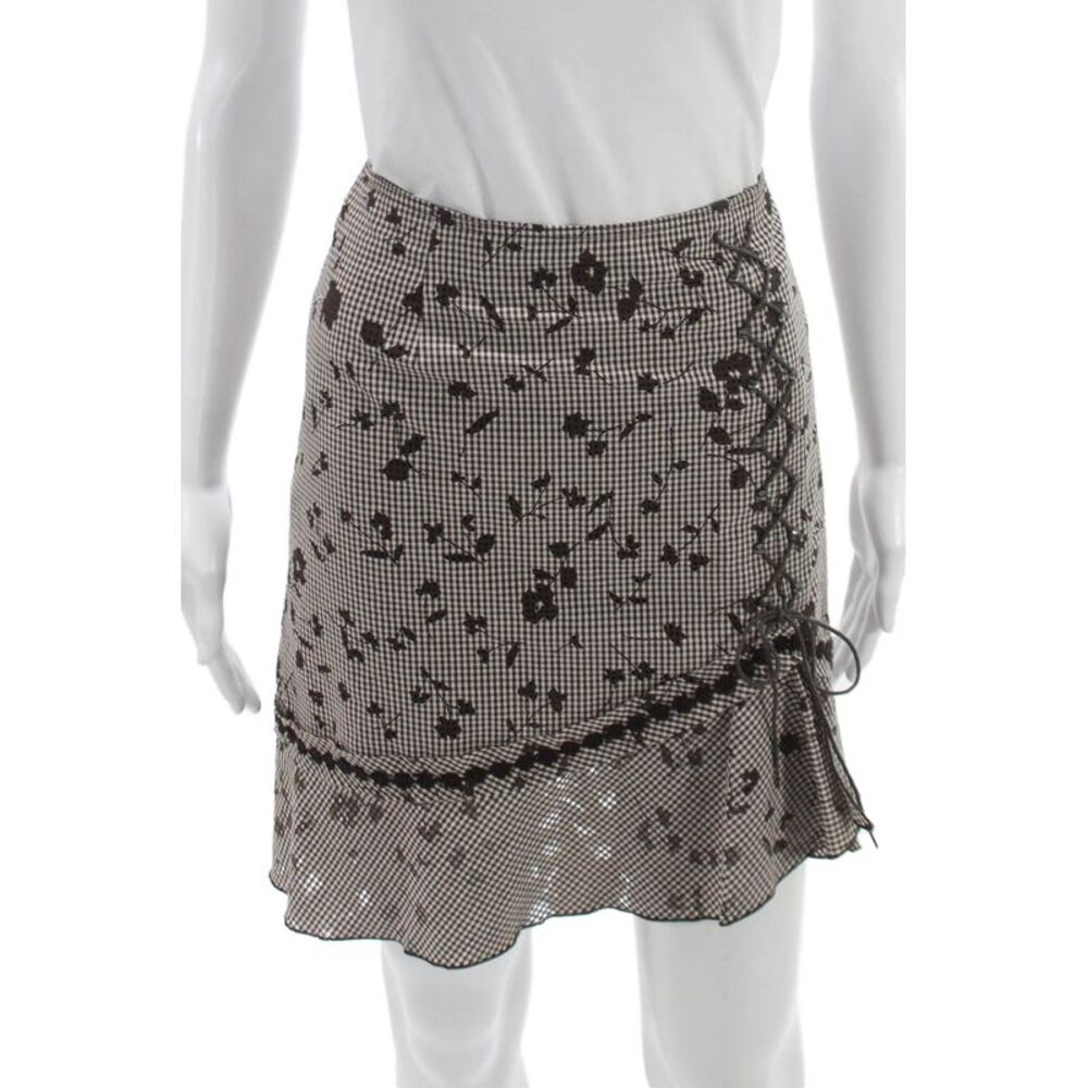 Cynthia Cynthia Steffe Women A-Line Brown Check Cotton Skirt Size 8
